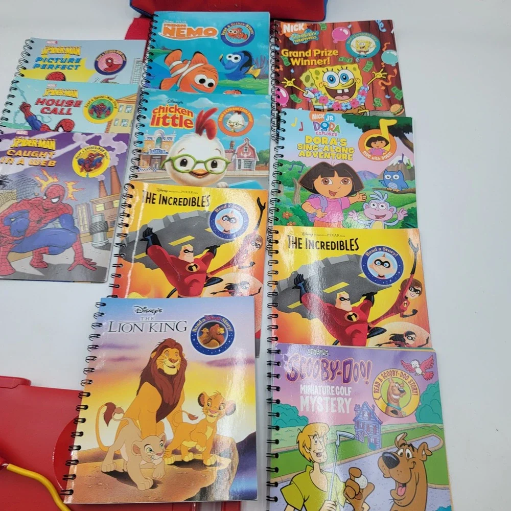Story Reader Book System Bundle 10 Books Cartridges Backpack Disney Marvel Nick